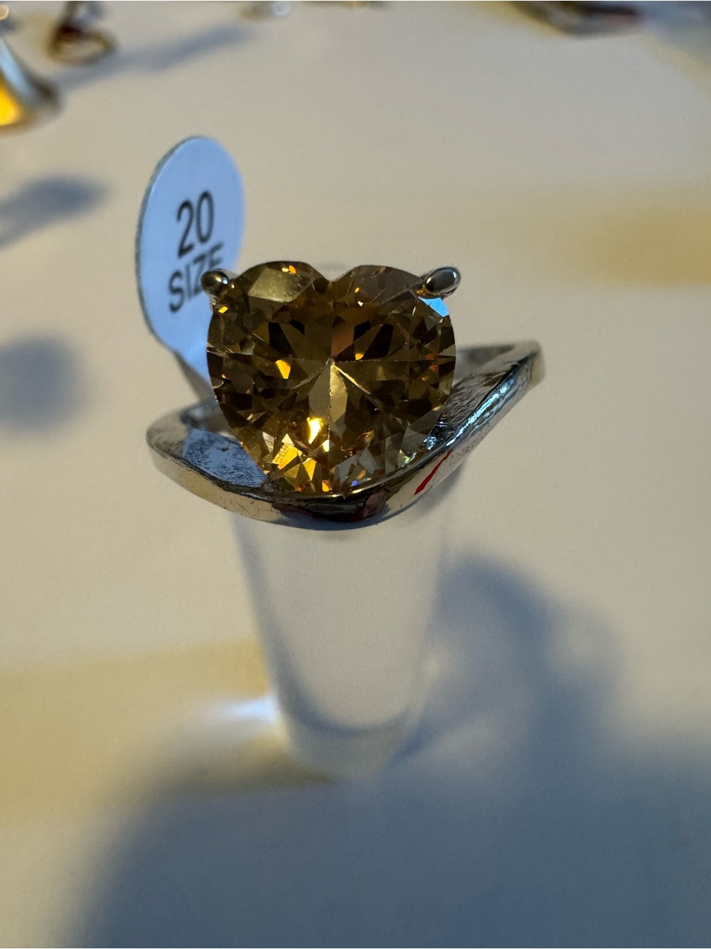 Heart-Cut Champagne Crystal Ring - Women Jewelry